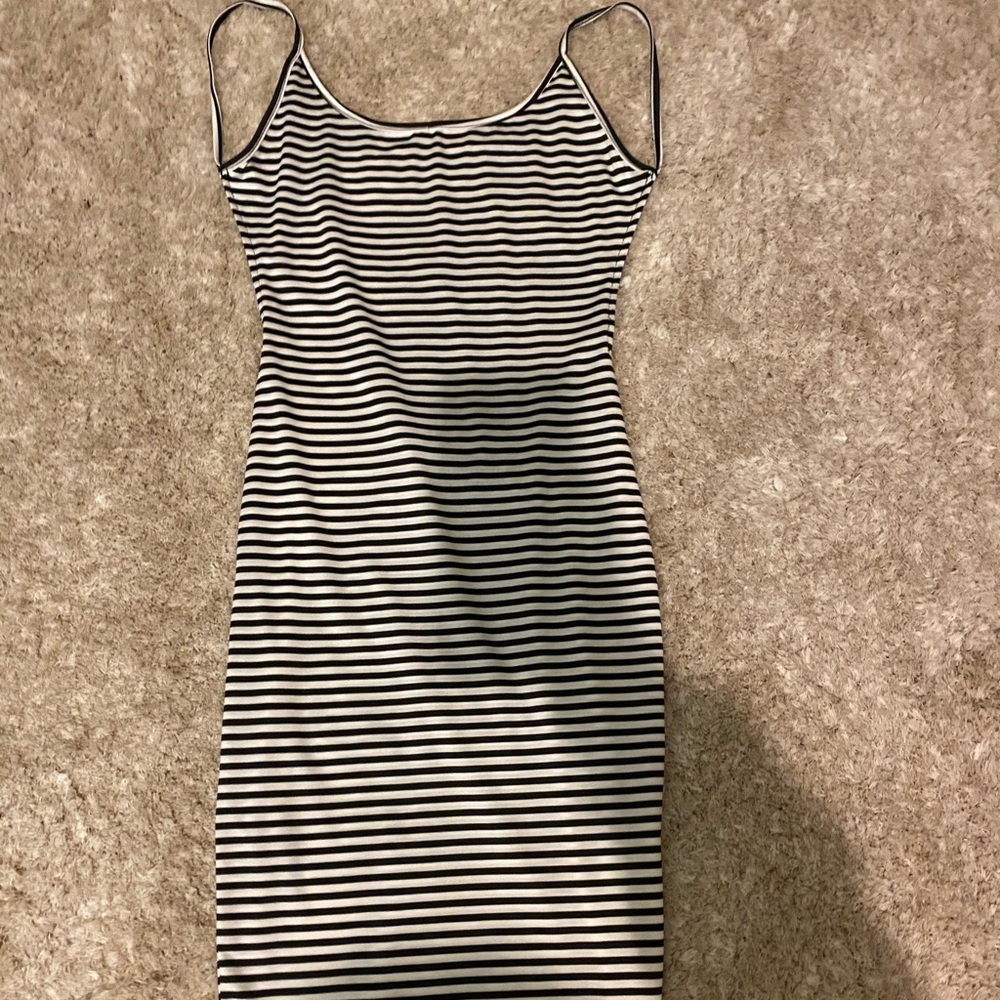 Black and white bodycon, mini tank dress